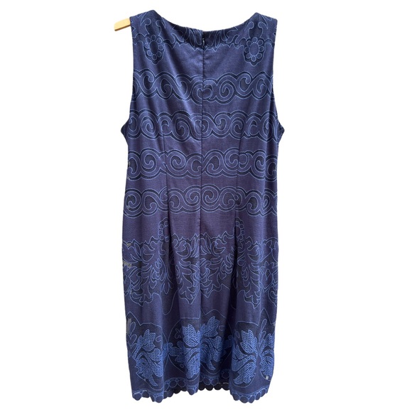 Eliza J Navy Sleeveless Lace Overlay A-Line Dress 14W - Picture 3 of 10